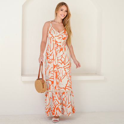 Vestido Longo Alça Barra Guipir com Bojo  BBonnie Sarah Estampados