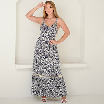 Vestido Longo Alça Barra Guipir com Bojo  BBonnie Sarah Estampados