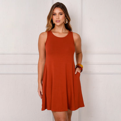 Vestido Curto Trapézio Sem Manga BBonnie Sophia